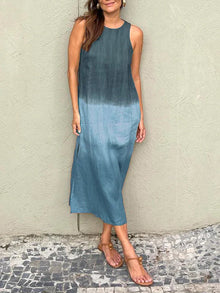 LINA | Stilvolles Kleid mit fließendem Print in Blau