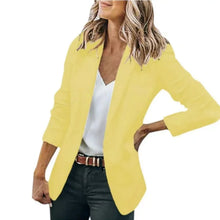 Damen Reverskragen Sommer Blazer in Gelb