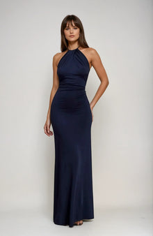Sommerfeld | Halter Maxikleid in Marineblau