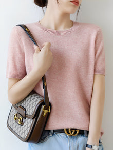 Nadine | Gemütlicher Kurzarmpullover in Hellrosa