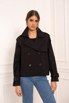 Gekürzter Trenchcoat in Schwarz