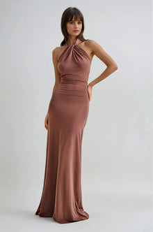 Sommerfeld | Halter Maxikleid in Braun