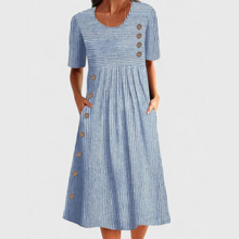 Irina – Stilvolles gestreiftes Midikleid für Damen in Blau