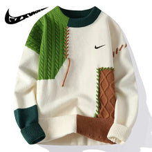 Patchwork-Strickpullover für Herren in Grün