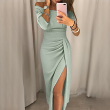 Cristy - Elegantes schulterfreies Damenkleid in Grün