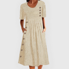 Irina – Stilvolles gestreiftes Midikleid für Damen in Beige