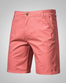 Herren Casual Knopf Elastisch Chino Shorts in Rosa