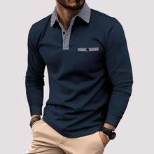 Aidan - Stilvolles Langarm-Poloshirt für Herren in Marineblau
