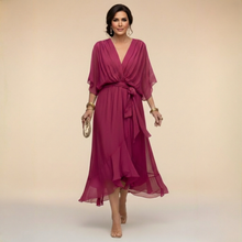 Marta | Chiffonkleid Mit V-Ausschnitt in Dunkelviolett