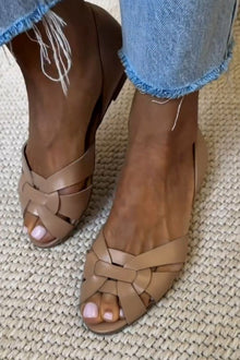 Serafina | Geflochtene Sandalen in Naturfarbe in Beige