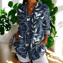 Irene | Stilvolle Blumenbluse in Dunkelblau