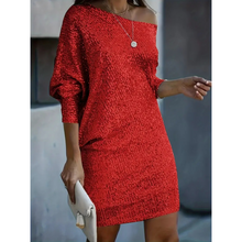Damen Sommer Ein-Schulter Abend Midikleid in Rot