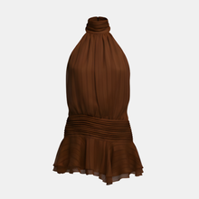 Amelie – Sommerkleid mit Plissee und Neckholder in Braun