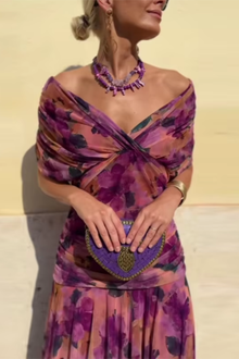 LouLou | Elegantes Maxikleid für festliche Anlässe mit V-Ausschnitt in Zaubergarten