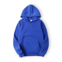 Basic Hoodie für Damen mit Kapuze und Kordelzug einfarbig in Blau