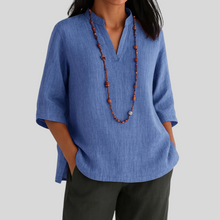 Luna | Leinenbluse mit entspannter Eleganz in Blau
