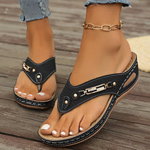 Amanda - Stilvolle Flip-Flops Sandalen in Schwarz