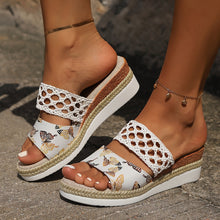 Maja – Modische gewebte Keilabsatzsandalen für Damen in Beige