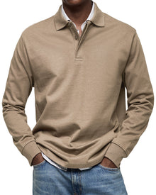 Sommerfeld | Langarm-Poloshirt für Herren (1 kaufen – 1 GRATIS dazu) in Khaki