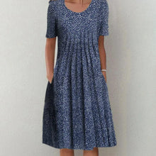 Damen Kurzarm Geblümt Sommer Midikleid in Marineblau