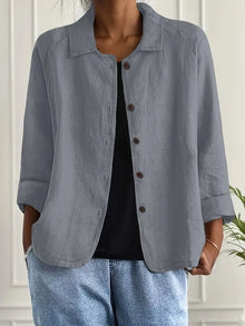 Damen Langarm Elegant Sommer Bluse in HellGrau