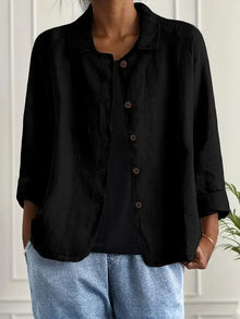 Damen Langarm Elegant Sommer Bluse in Schwarz