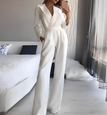 Emilie - Eleganter Overall mit langen Ärmeln in Weiß