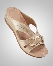 Damen Klassisch Orthopädische Pantolette Sandalen in Gold