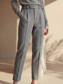 Damen Hochgeschnittene Eleganter Sommer Anzughose in Grau