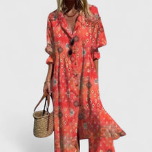 Damen Knopfleiste V-Ausschnitt Sommer Boho Midikleid in Orange