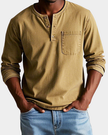 Theodore | Klassisches Vintage-Langarmhemd in Khaki
