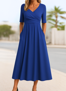 Monica | Stilvolles Crossover-Kleid in Marineblau