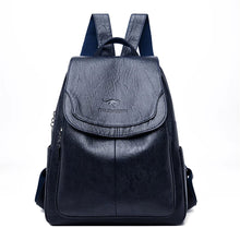 Eda | Anti-Diebstahl-Rucksack aus Leder in Marineblau