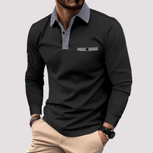 Aidan - Stilvolles Langarm-Poloshirt für Herren in Schwarz