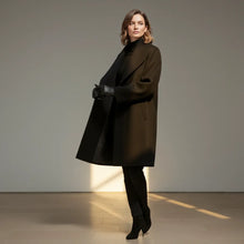 Mittellanger Übergangsmantel für Damen mit Schalkragen in Schwarz