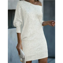 Damen Sommer Ein-Schulter Abend Midikleid in Weiß