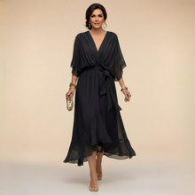 Marta | Chiffonkleid Mit V-Ausschnitt in Schwarz