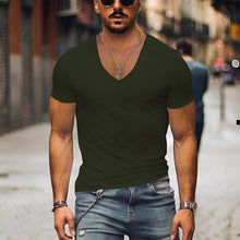 Kenneth - Herren V-Neck T-Shirt im entspannten Look in Grün