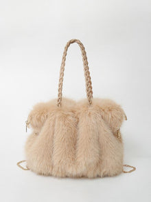 Elisa - Vielseitige Plüschvelours Schultertasche in Khaki Grau