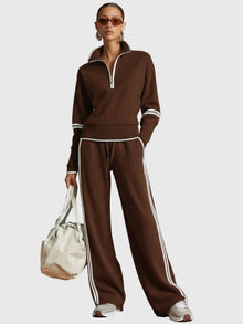 Minrada - Set Aus Bluse Und Hose Mit Breiten Falten in Burgund