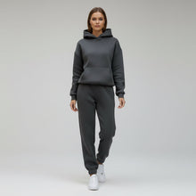 Oversized Loungewear Set für Damen mit Kapuzen Sweatshirt und Jogginghose in Grau