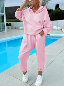 Hazel | Kapuzenpullover und Hose Kuscheliges Set in Rosa