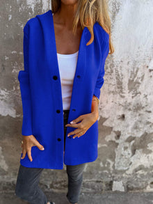 ELISA | Lässiger einreihiger Blazer mit Kapuze in Blau
