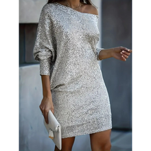 Damen Sommer Ein-Schulter Abend Midikleid in Grau