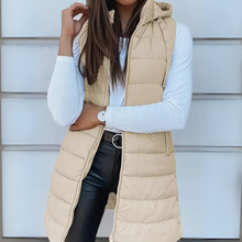 Sommerfeld | Lange Steppweste mit Kapuze in Beige