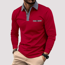 Aidan - Stilvolles Langarm-Poloshirt für Herren in Rot