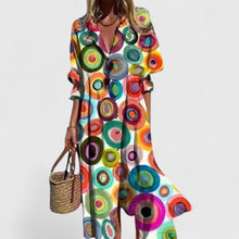 Damen Knopfleiste V-Ausschnitt Sommer Boho Midikleid in Grün