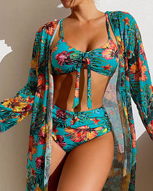 Glenda – Bikini mit blumigem Rock in Blau