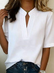 Loria™ - Elegante Bluse mit Raffiniertem Kragen in Weiß