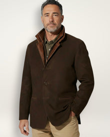 Jacke für Herren mit Reißverschluss-Stehkragen im Blazer-Stil in Braun